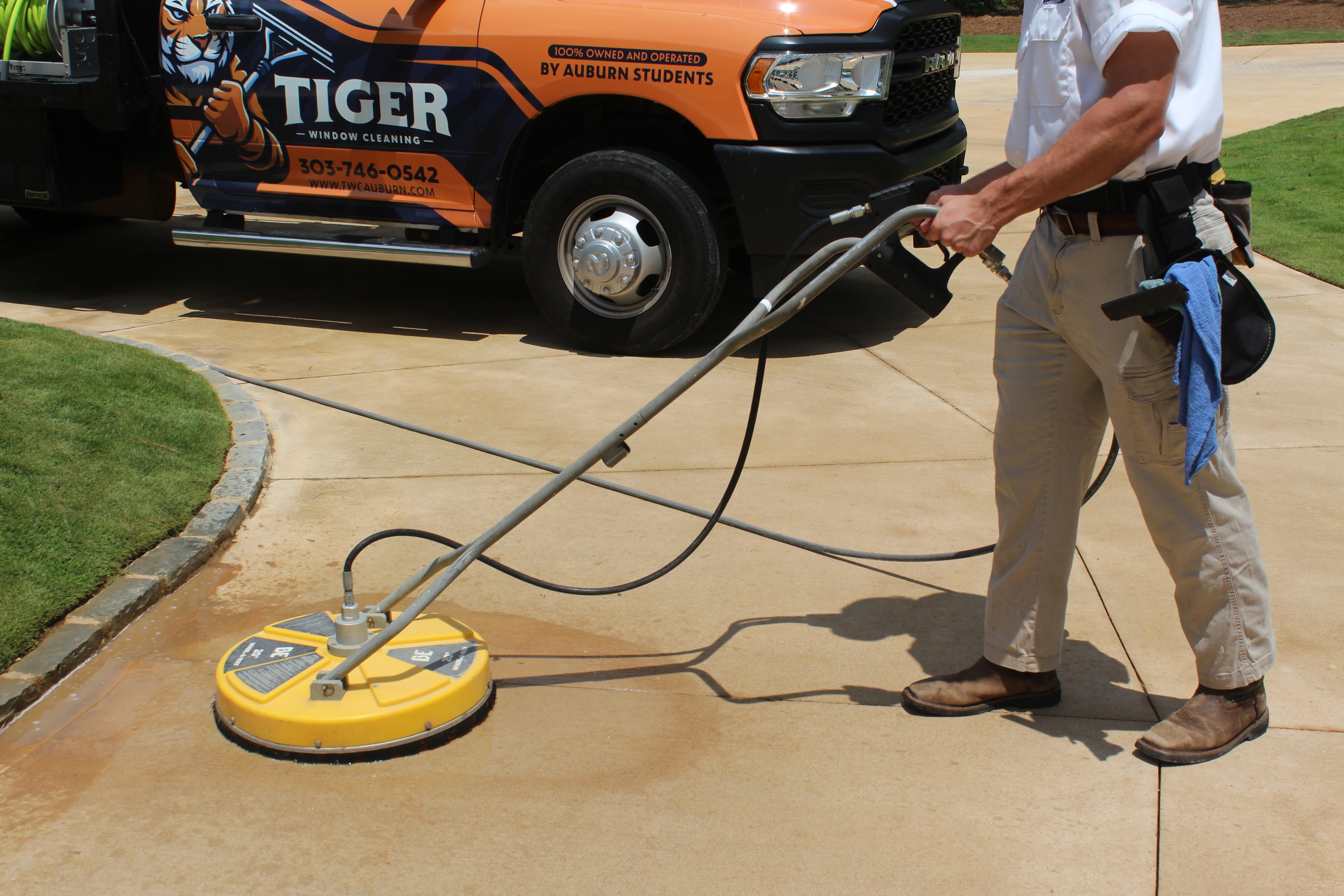 Clean driveway after pressure washing